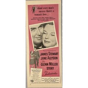 James Stewart & June Allyson "The Glenn Miller Story" Movie Print Ad Circa 1954